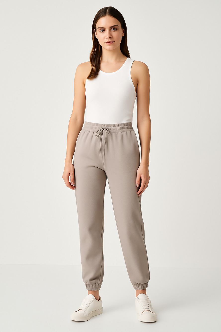 Velocity Taupe Brushed Inside Terry Recline Jogger Pants Women’s Size M